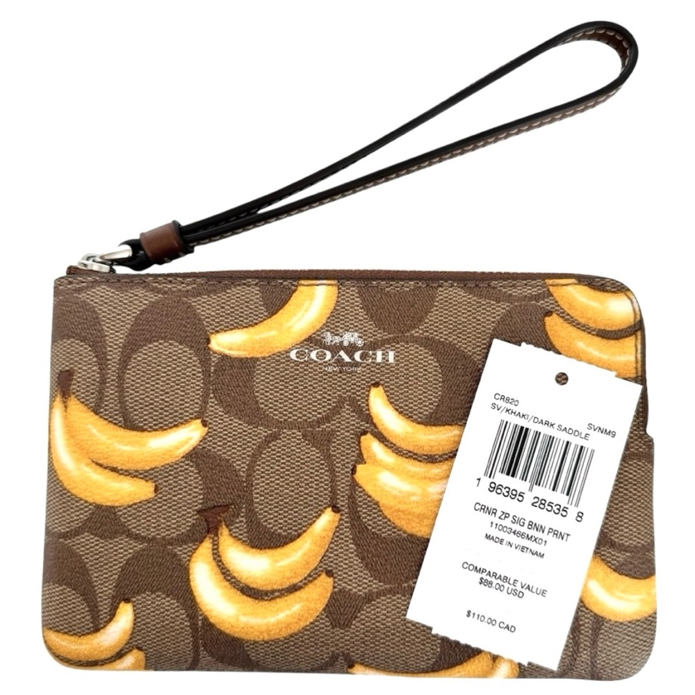 Coach Wristlet Signature Canvas Banana Print - Picture 8 of 9